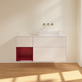 Тумба под раковину Villeroy & Boch Finion 120х50,1 см с подсветкой МДФ глянцевый белый лак/стекло белое матовое F681HBGF