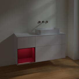 Тумба под раковину Villeroy & Boch Finion 120х50,1 см с подсветкой МДФ глянцевый белый лак/стекло белое матовое F681HBGF