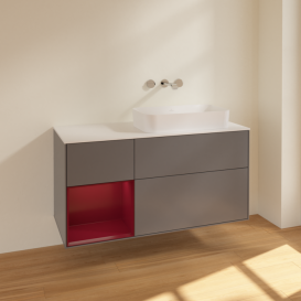 Тумба под раковину Villeroy & Boch Finion 120х50,1 см с подсветкой МДФ антрацит матовый лак/стекло белое матовое F681HBGK