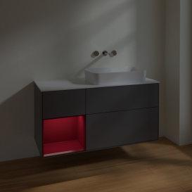 Тумба под раковину Villeroy & Boch Finion 120х50,1 см с подсветкой МДФ антрацит матовый лак/стекло белое матовое F681HBGK