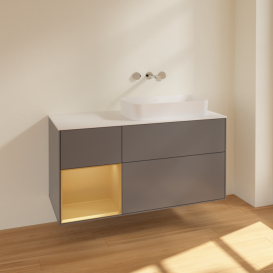 Тумба под раковину Villeroy & Boch Finion 120х50,1 см с подсветкой МДФ антрацит матовый лак/стекло белое матовое F681HFGK