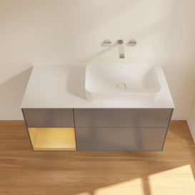 Тумба под раковину Villeroy & Boch Finion 120х50,1 см с подсветкой МДФ антрацит матовый лак/стекло белое матовое F681HFGK