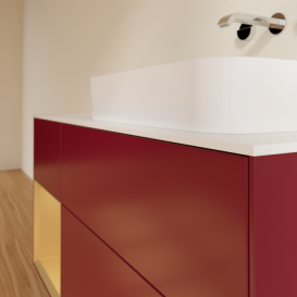 Тумба под раковину Villeroy & Boch Finion 120х50,1 см с подсветкой МДФ пион матовый лак/стекло белое матовое F681HFHB