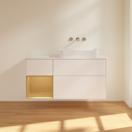 Тумба під раковину Villeroy & Boch Finion 120х50,1 см із підсвічуванням МДФ білий матовий лак/скло біле матове F681HFMT