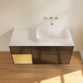 Тумба под раковину Villeroy & Boch Finion 120х50,1 см с подсветкой МДФ черный матовый лак/стекло белое матовое F681HFPD