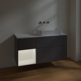 Тумба под раковину Villeroy & Boch Finion 120х50,1 см с подсветкой МДФ антрацит матовый лак/стекло белое матовое F681MTGK