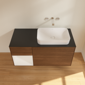 Тумба под раковину Villeroy & Boch Finion 120х50,1 см с подсветкой МДФ шпон грецкого ореха/стекло черное матовое F682GFGN