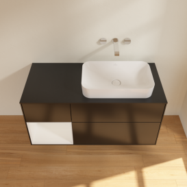 Тумба под раковину Villeroy & Boch Finion 120х50,1 см с подсветкой МДФ черный матовый лак/стекло черное матовое F682GFPD