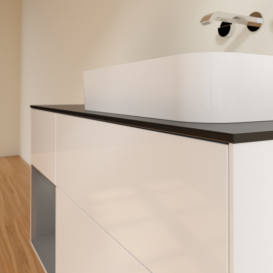 Тумба под раковину Villeroy & Boch Finion 120х50,1 см с подсветкой МДФ глянцевый белый лак/стекло черное матовое F682GKGF