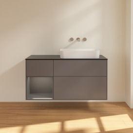 Тумба под раковину Villeroy & Boch Finion 120х50,1 см с подсветкой МДФ антрацит матовый лак/стекло черное матовое F682GKGK