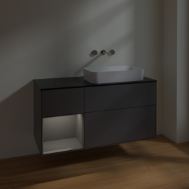 Тумба под раковину Villeroy & Boch Finion 120х50,1 см с подсветкой МДФ антрацит матовый лак/стекло черное матовое F682GKGK