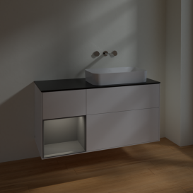 Тумба под раковину Villeroy & Boch Finion 120х50,1 см с подсветкой МДФ белый матовый лак/стекло черное матовое F682GKMT