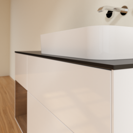 Тумба под раковину Villeroy & Boch Finion 120х50,1 см с подсветкой МДФ глянцевый белый лак/стекло черное матовое F682GNGF