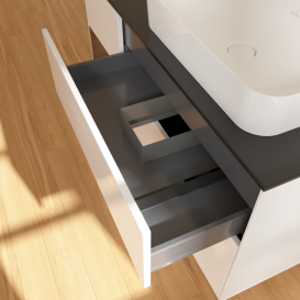 Тумба под раковину Villeroy & Boch Finion 120х50,1 см с подсветкой МДФ глянцевый белый лак/стекло черное матовое F682GNGF