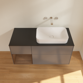 Тумба под раковину Villeroy & Boch Finion 120х50,1 см с подсветкой МДФ антрацит матовый лак/стекло черное матовое F682GNGK