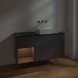 Тумба под раковину Villeroy & Boch Finion 120х50,1 см с подсветкой МДФ антрацит матовый лак/стекло черное матовое F682GNGK