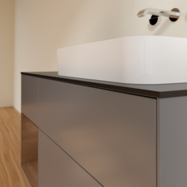 Тумба под раковину Villeroy & Boch Finion 120х50,1 см с подсветкой МДФ антрацит матовый лак/стекло черное матовое F682GNGK