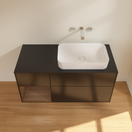 Тумба под раковину Villeroy & Boch Finion 120х50,1 см с подсветкой МДФ черный матовый лак/стекло черное матовое F682GNPD