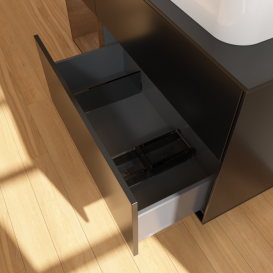 Тумба под раковину Villeroy & Boch Finion 120х50,1 см с подсветкой МДФ черный матовый лак/стекло черное матовое F682GNPD