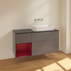 Тумба под раковину Villeroy & Boch Finion 120х50,1 см с подсветкой МДФ антрацит матовый лак/стекло черное матовое F682HBGK