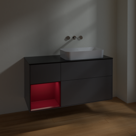 Тумба под раковину Villeroy & Boch Finion 120х50,1 см с подсветкой МДФ антрацит матовый лак/стекло черное матовое F682HBGK