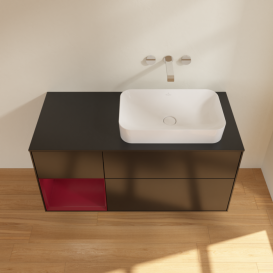 Тумба под раковину Villeroy & Boch Finion 120х50,1 см с подсветкой МДФ черный матовый лак/стекло черное матовое F682HBPD