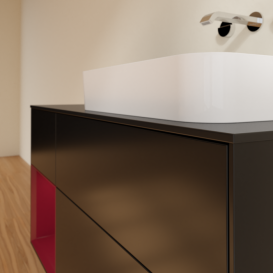 Тумба под раковину Villeroy & Boch Finion 120х50,1 см с подсветкой МДФ черный матовый лак/стекло черное матовое F682HBPD