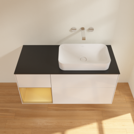 Тумба под раковину Villeroy & Boch Finion 120х50,1 см с подсветкой МДФ глянцевый белый лак/стекло черное матовое F682HFGF