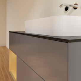 Тумба под раковину Villeroy & Boch Finion 120х50,1 см с подсветкой МДФ антрацит матовый лак/стекло черное матовое F682HFGK