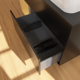 Тумба под раковину Villeroy & Boch Finion 120х50,1 см с подсветкой МДФ черный матовый лак/стекло черное матовое F682HFPD