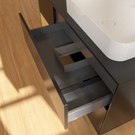 Тумба под раковину Villeroy & Boch Finion 120х50,1 см с подсветкой МДФ черный матовый лак/стекло черное матовое F682HFPD