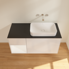 Тумба под раковину Villeroy & Boch Finion 120х50,1 см с подсветкой МДФ глянцевый белый лак/стекло черное матовое F682MTGF