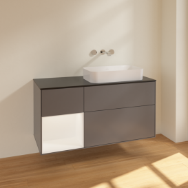 Тумба под раковину Villeroy & Boch Finion 120х50,1 см с подсветкой МДФ антрацит матовый лак/стекло черное матовое F682MTGK