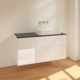 Тумба під раковину Villeroy & Boch Finion 120х50,1 см із підсвічуванням МДФ білий матовий лак/скло чорне матове F682MTMT