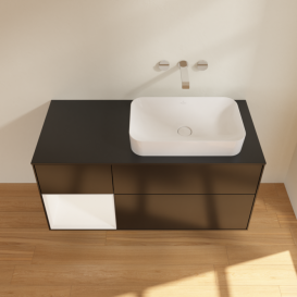 Тумба под раковину Villeroy & Boch Finion 120х50,1 см с подсветкой МДФ черный матовый лак/стекло черное матовое F682MTPD