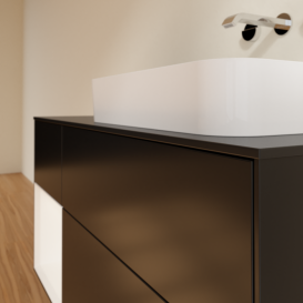 Тумба под раковину Villeroy & Boch Finion 120х50,1 см с подсветкой МДФ черный матовый лак/стекло черное матовое F682MTPD