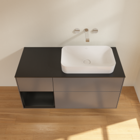 Тумба под раковину Villeroy & Boch Finion 120х50,1 см с подсветкой МДФ антрацит матовый лак/стекло черное матовое F682PDGK