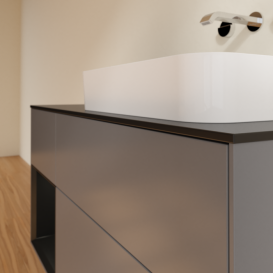 Тумба под раковину Villeroy & Boch Finion 120х50,1 см с подсветкой МДФ антрацит матовый лак/стекло черное матовое F682PDGK