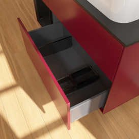 Тумба под раковину Villeroy & Boch Finion 120х50,1 см с подсветкой МДФ пион матовый лак/стекло черное матовое F682PDHB