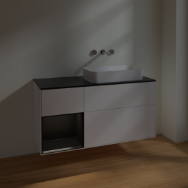 Тумба под раковину Villeroy & Boch Finion 120х50,1 см с подсветкой МДФ белый матовый лак/стекло черное матовое F682PDMT