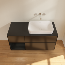 Тумба под раковину Villeroy & Boch Finion 120х50,1 см с подсветкой МДФ черный матовый лак/стекло черное матовое F682PDPD