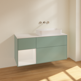 Тумба под раковину Villeroy & Boch Finion 120х50,1 см с подсветкой МДФ оливковый матовый лак/стекло белое матовое F681GFGM