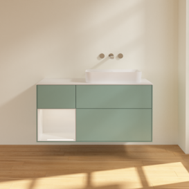 Тумба под раковину Villeroy & Boch Finion 120х50,1 см с подсветкой МДФ оливковый матовый лак/стекло белое матовое F681GFGM