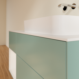 Тумба под раковину Villeroy & Boch Finion 120х50,1 см с подсветкой МДФ оливковый матовый лак/стекло белое матовое F681GFGM