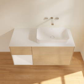 Тумба под раковину Villeroy & Boch Finion 120х50,1 см с подсветкой МДФ шпон дуба/стекло белое матовое F681GFPC