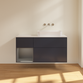 Тумба под раковину Villeroy & Boch Finion 120х50,1 см с подсветкой МДФ темно-синий матовый лак/стекло белое матовое F681GKHG