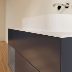 Тумба под раковину Villeroy & Boch Finion 120х50,1 см с подсветкой МДФ темно-синий матовый лак/стекло белое матовое F681GKHG