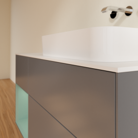 Тумба под раковину Villeroy & Boch Finion 120х50,1 см с подсветкой МДФ антрацит матовый лак/стекло белое матовое F681GMGK