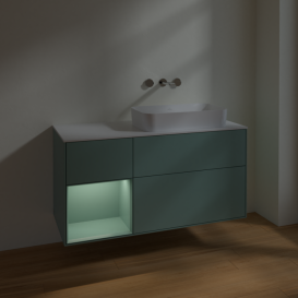 Тумба под раковину Villeroy & Boch Finion 120х50,1 см с подсветкой МДФ оливковый матовый лак/стекло белое матовое F681GMGM