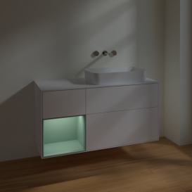 Тумба под раковину Villeroy & Boch Finion 120х50,1 см с подсветкой МДФ белый матовый лак/стекло белое матовое F681GMMT